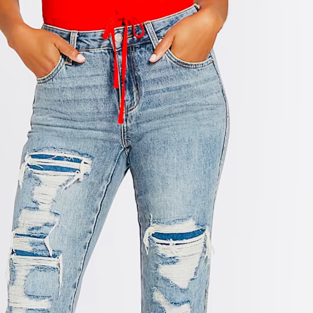New York and Company distressed straight leg jeans